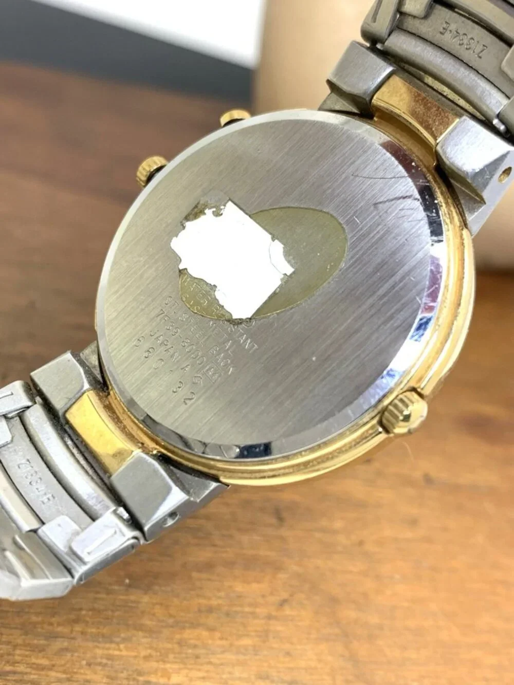 Seiko Men's Watch 7R39-8000 Vintage Quartz Moon Phase Day Date Gold Steel 34mm